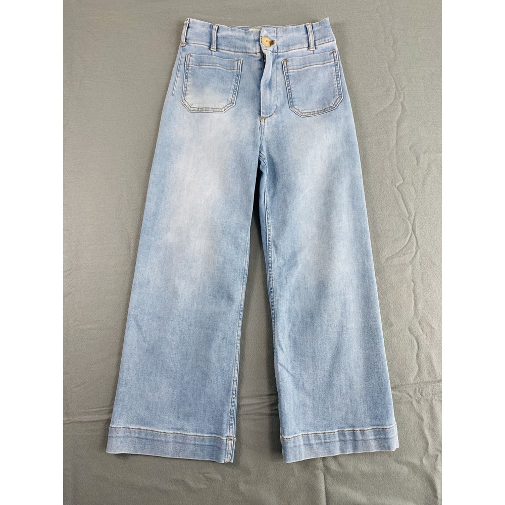 Anthropologie Maeve The Colette Jeans Sz 27 (27x25) Light Wash Wide Leg Stretch - Picture 2 of 13